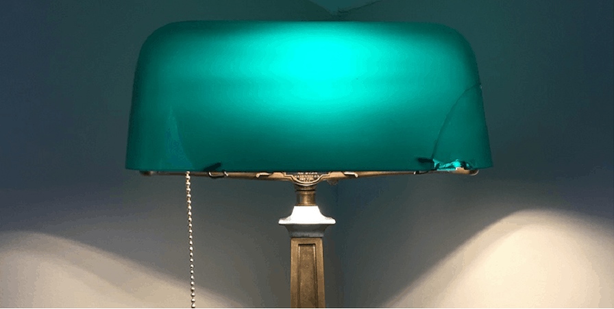 Green Desk Lamp Called The Bankers, Vintage Green Bankers Desk Lamp